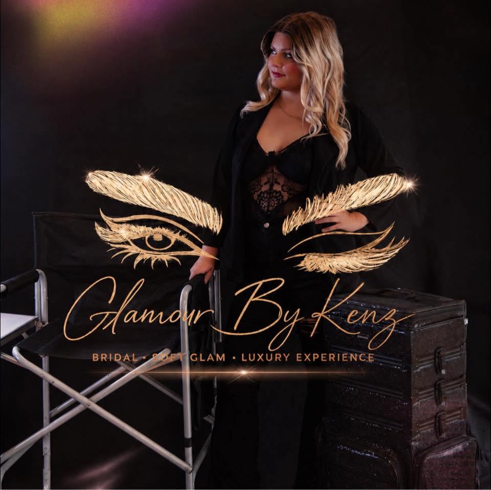 Mackenzie Sharp, Glamour by Kenz makeup artist, in her branded studio portrait